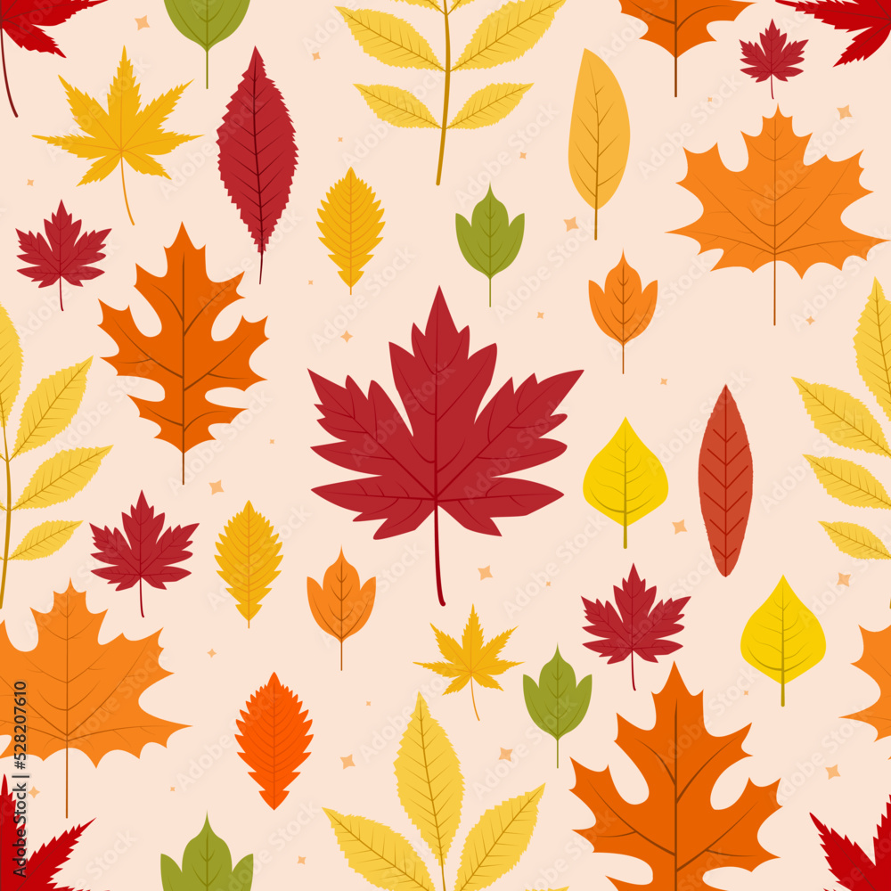Autumn leaves seamless pattern. Autumn concept background. Vector design