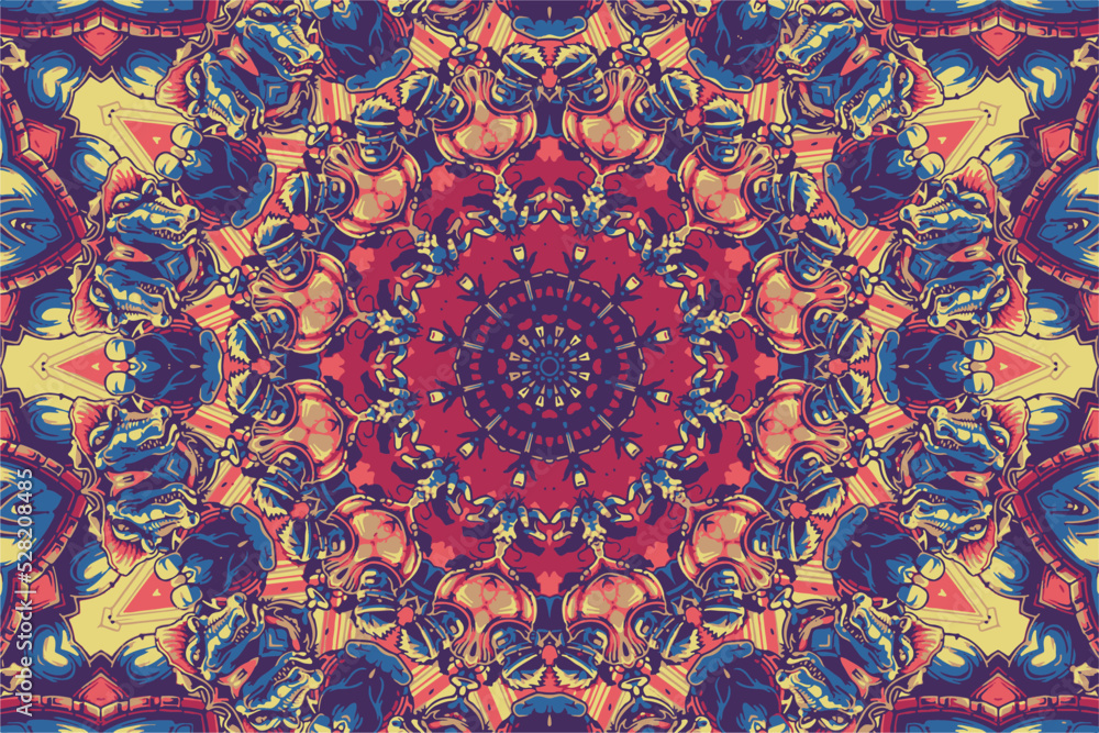 Naklejka premium Abstract background with a colorful mandala pattern weave design elements