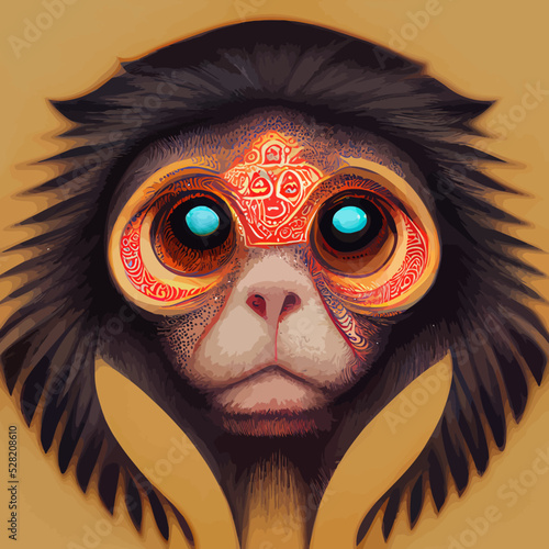 illustration vector graphic of baby monkey face in hand draw mandala style  good for t-shirt, poster or edit and customize your design, card, banner, social media 

