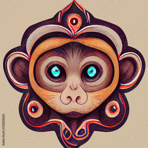 illustration vector graphic of baby monkey face in hand draw mandala style  good for t-shirt, poster or edit and customize your design, card, banner, social media 
