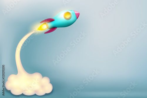 Illustration of rocket and copy space for start up business and bitcoins advertise. EPS 10 illustration