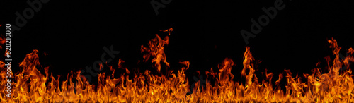 Fotografia Fire flames on black background