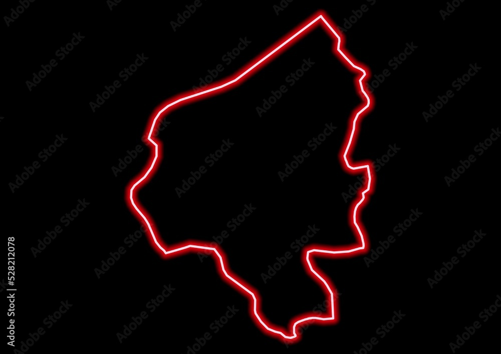 Red glowing neon map of Copán Honduras on black background. Red glowing neon map of Copán Honduras on black background.