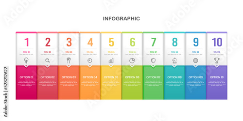 Number infographic 10 options rainbow gradient with icon