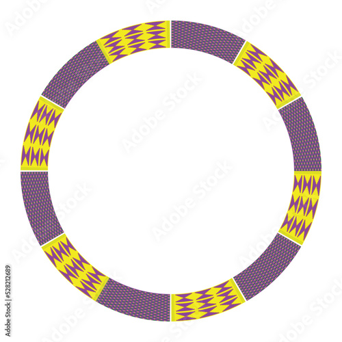 Ethnic pattern round frame. African tribal textile ornament. Circle border. Vector illustration.