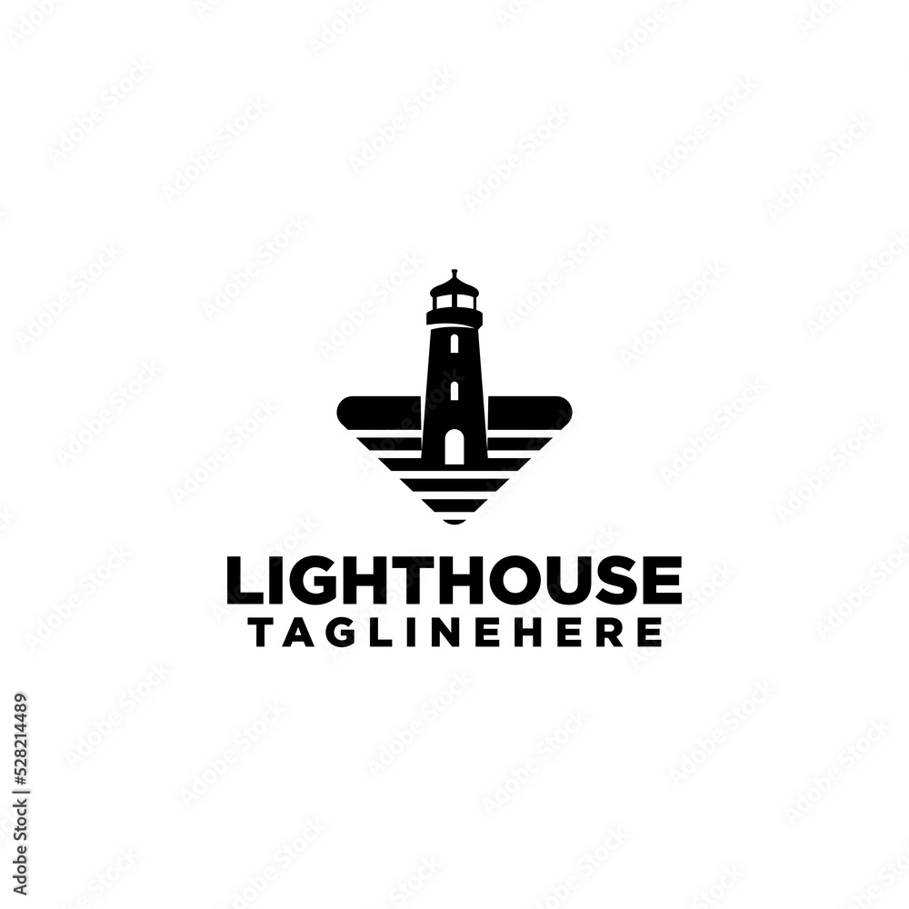 Lighthouse Logo Design Concept Stock Vector Isolated in White Background Lighthouse Logo Design Concept Stock Vector Isolated in White Background