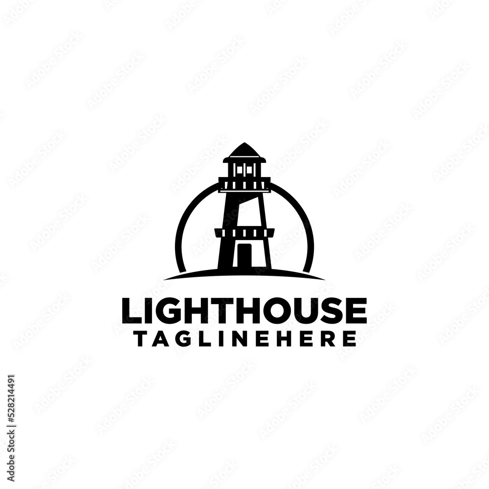 Lighthouse Logo Design Concept Stock Vector Isolated in White Background