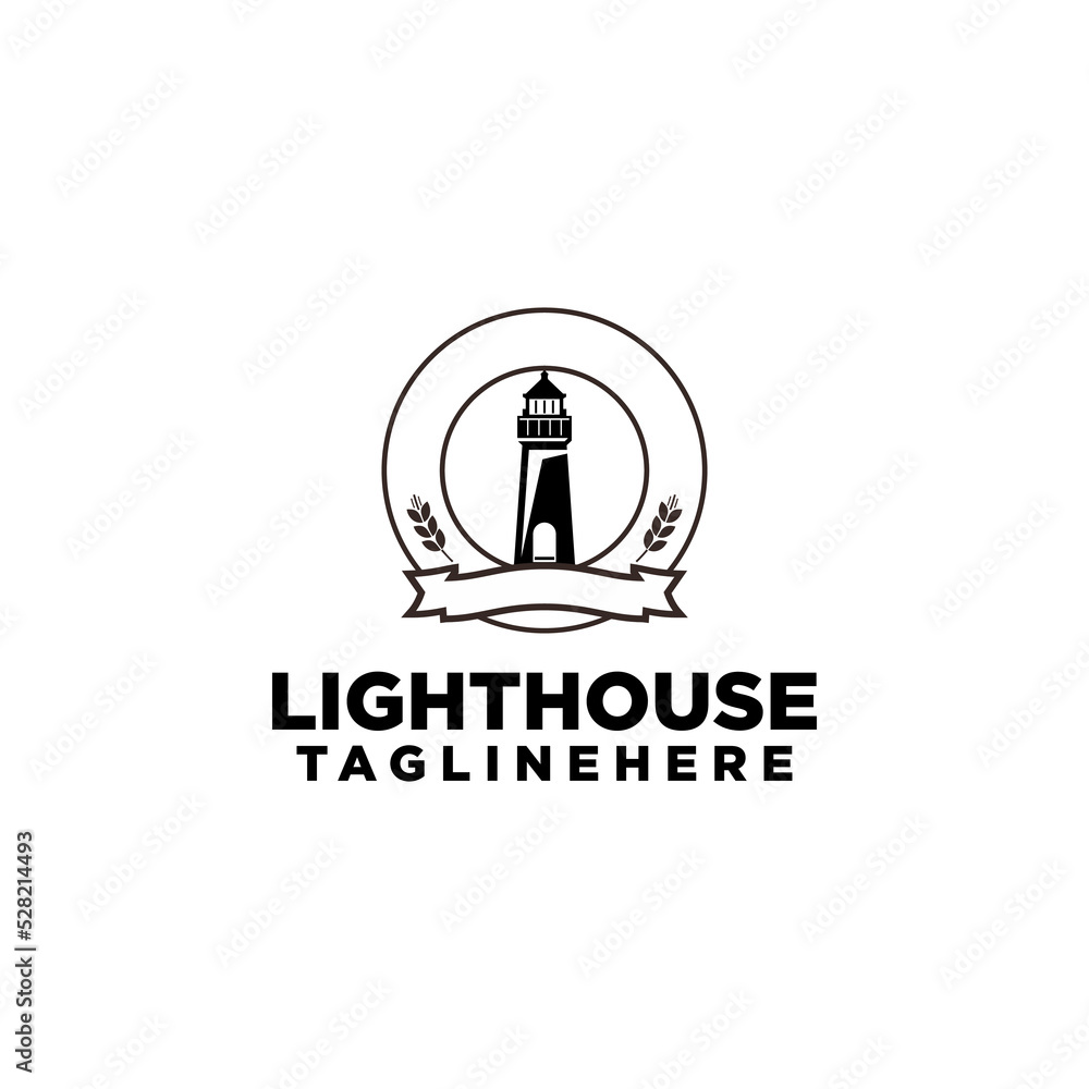 Lighthouse Logo Design Concept Stock Vector Isolated in White Background