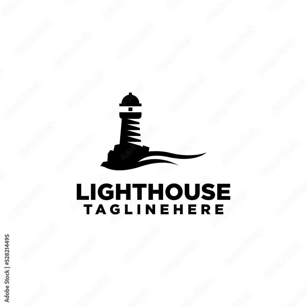 Lighthouse Logo Design Concept Stock Vector Isolated in White Background Lighthouse Logo Design Concept Stock Vector Isolated in White Background