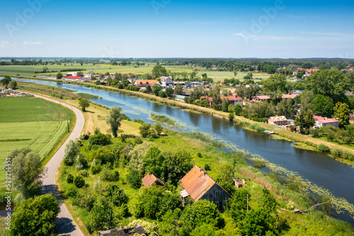 Summer scenery of Sztutowo by the Wisla Krolewiecka river, Pomerania. Poland