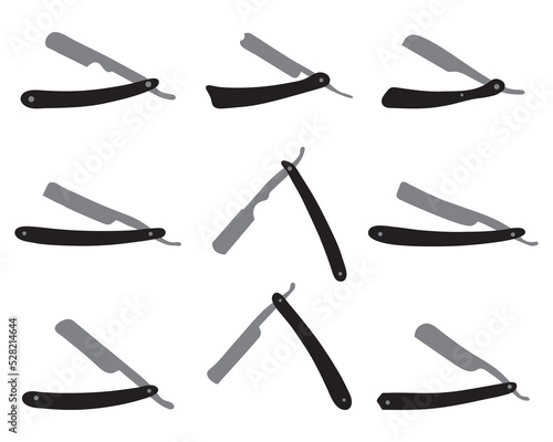Silhouettes of razors  on a white background