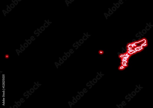 Red glowing neon map of Eilean Siar United Kingdom on black background. photo