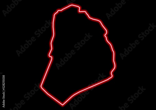 Red glowing neon map of El Bayadh Algeria on black background. photo