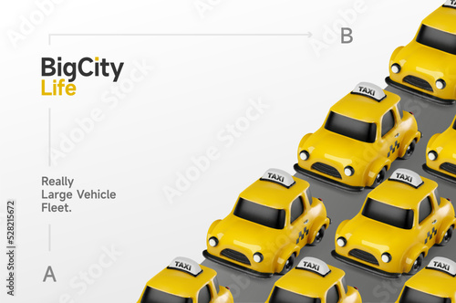 Valokuvatapetti City taxi vehicle fleet 3d vector graphics