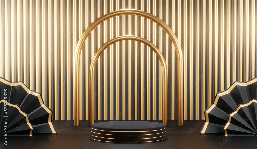 3D rendering of blank product background for cream cosmetics Modern black podium background 3D rendering of blank product background for cream cosmetics Modern black podium background