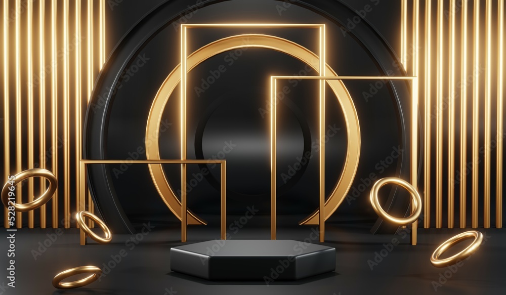 3D rendering of blank product background for cream cosmetics Modern black podium background 3D rendering of blank product background for cream cosmetics Modern black podium background