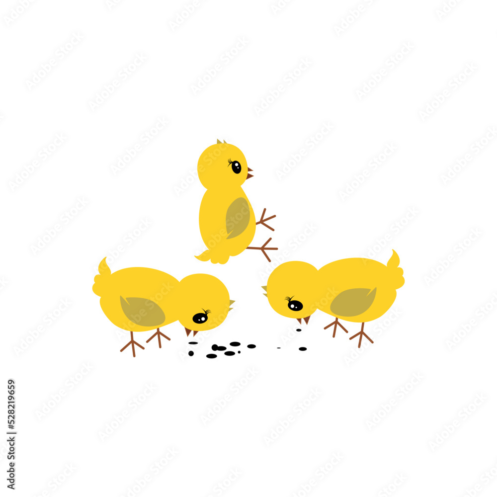 Chickens. Vector illustration isolated on white background.