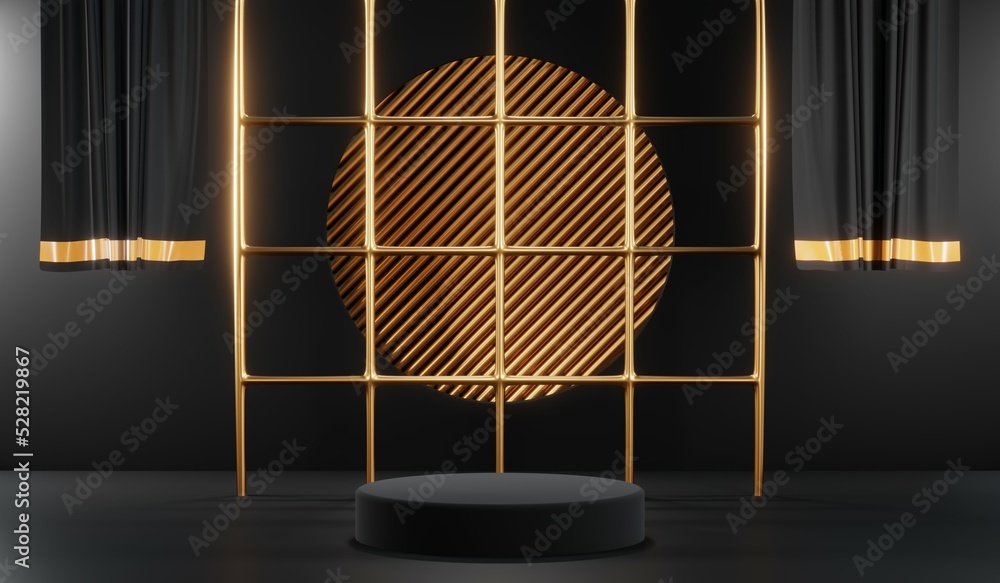 3D rendering of blank product background for cream cosmetics Modern black podium background 3D rendering of blank product background for cream cosmetics Modern black podium background
