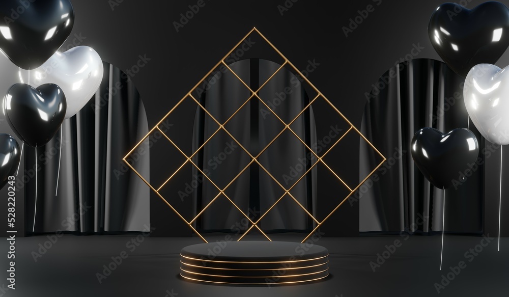 3D rendering of blank product background for cream cosmetics Modern black podium background 3D rendering of blank product background for cream cosmetics Modern black podium background
