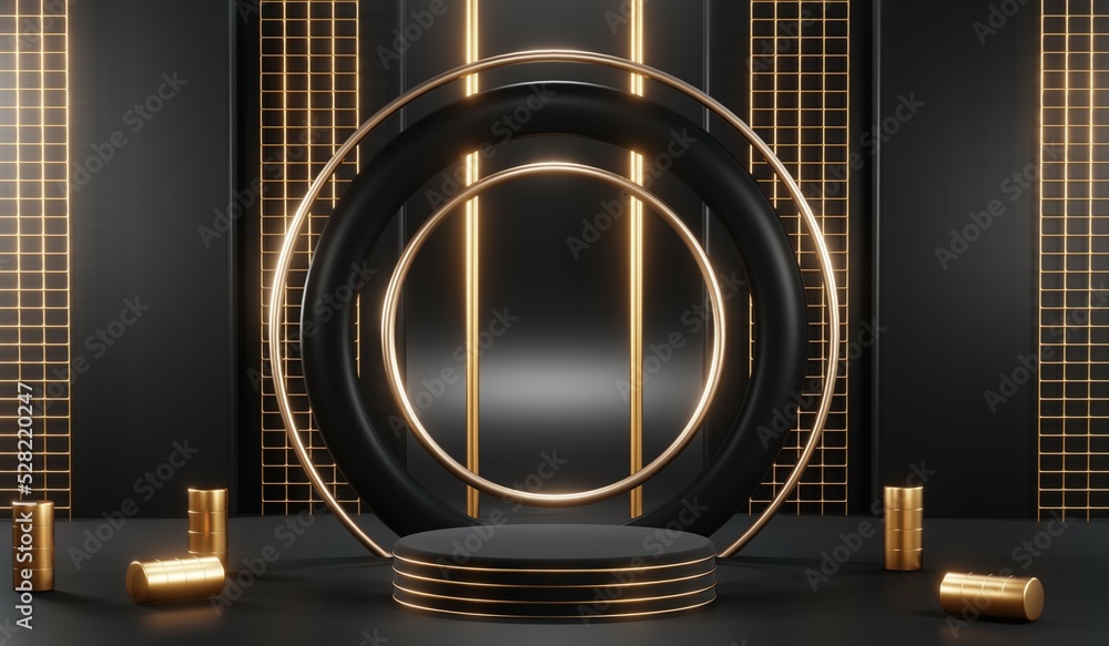 3D rendering of blank product background for cream cosmetics Modern black podium background 3D rendering of blank product background for cream cosmetics Modern black podium background
