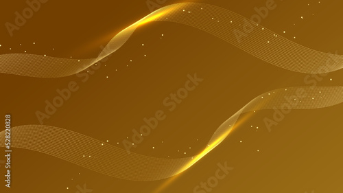 Abstract lines lighting effect on gold background.