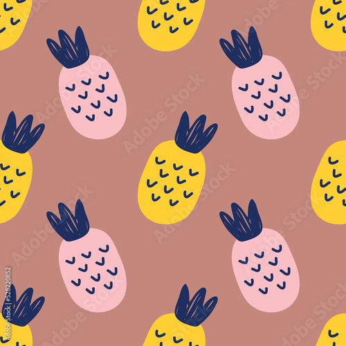 cute handraw fruits wrapping paper design vector 