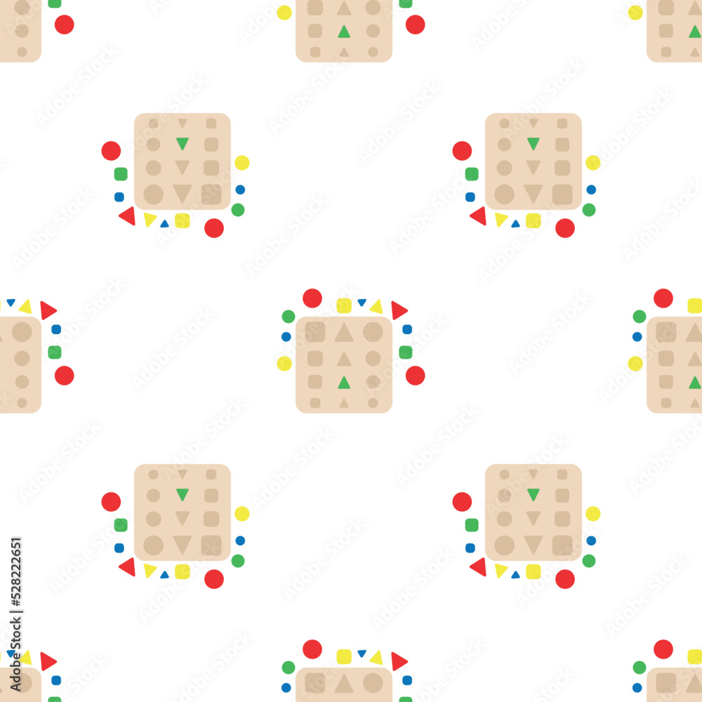 Wooden toys for kids games. Baby seamless pattern with Montessori subject. Education logic toys for preschool kids. Montessori system for early childhood development. Wooden toys for kids games. Baby seamless pattern with Montessori subject. Education logic toys for preschool kids. Montessori system for early childhood development.