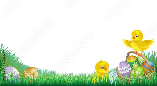 Yellow Easter chicks and eg...