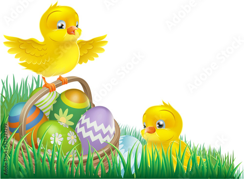 Easter chicks and egg basket