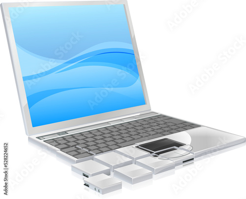 Laptop pieces concept