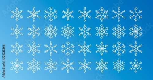 雪の結晶　アイコン　白　セット
