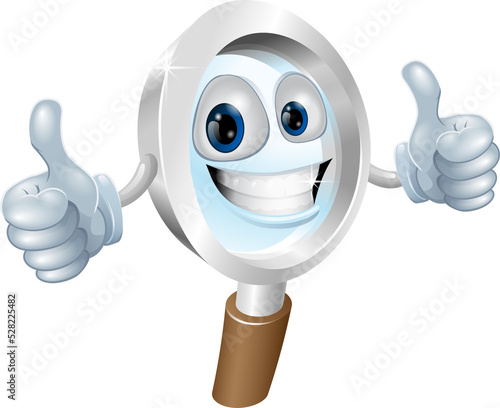 Magnifying glass cartoon ch...