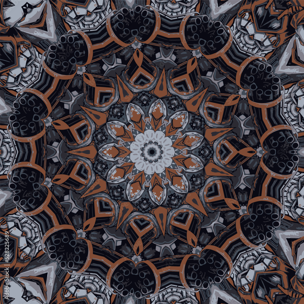 Seamless pattern doodle art mandala ethnic design vector