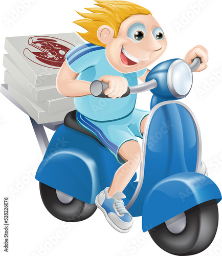 Fast pizza delivery man