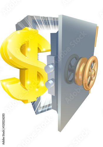 Safe with gold dollar sign