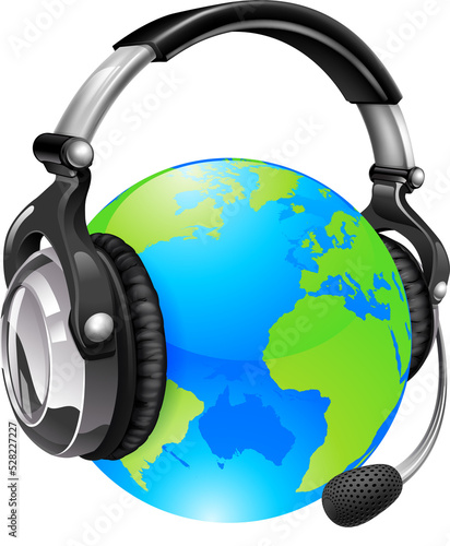 Help desk headset world globe