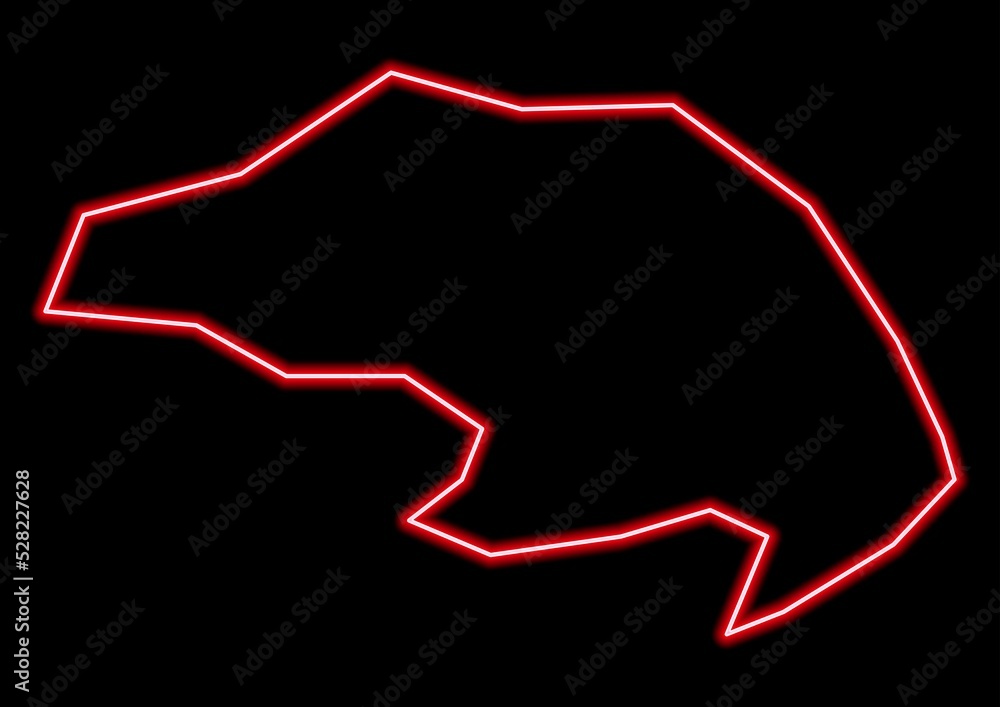 Red glowing neon map of Lemland Aland on black background. Red glowing neon map of Lemland Aland on black background.