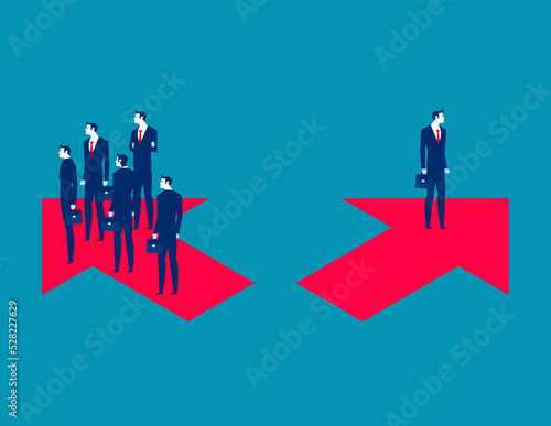 Group of business people choose arrow. Business different choices vector illustration photo