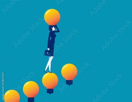 Business with light bulb ladder. Business ladder of success vector illustration