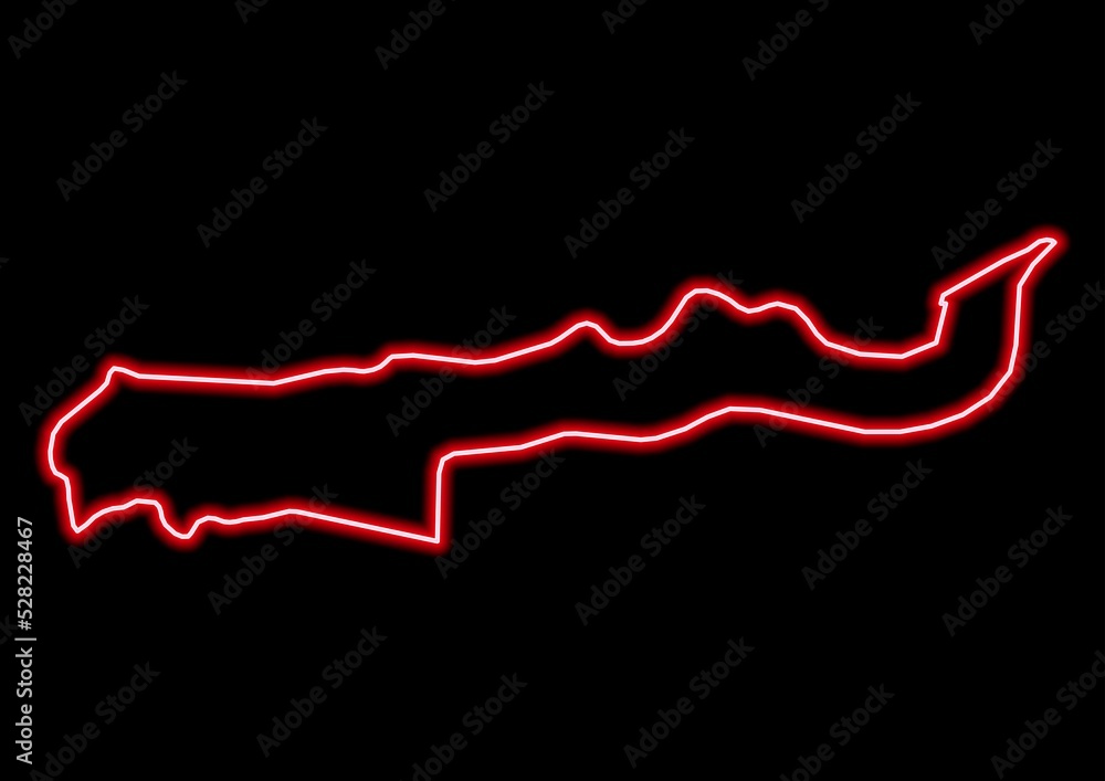 Red glowing neon map of Lower River Gambia on black background. Red glowing neon map of Lower River Gambia on black background.