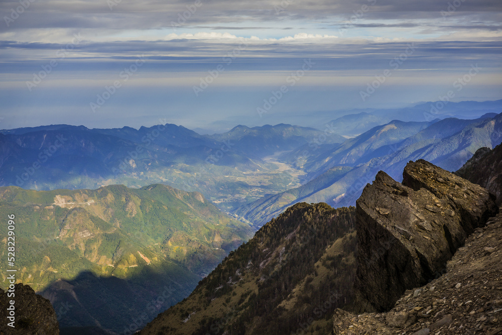 Landscape View Yushan Mountains On The Top Of Yushan With A Sign of 