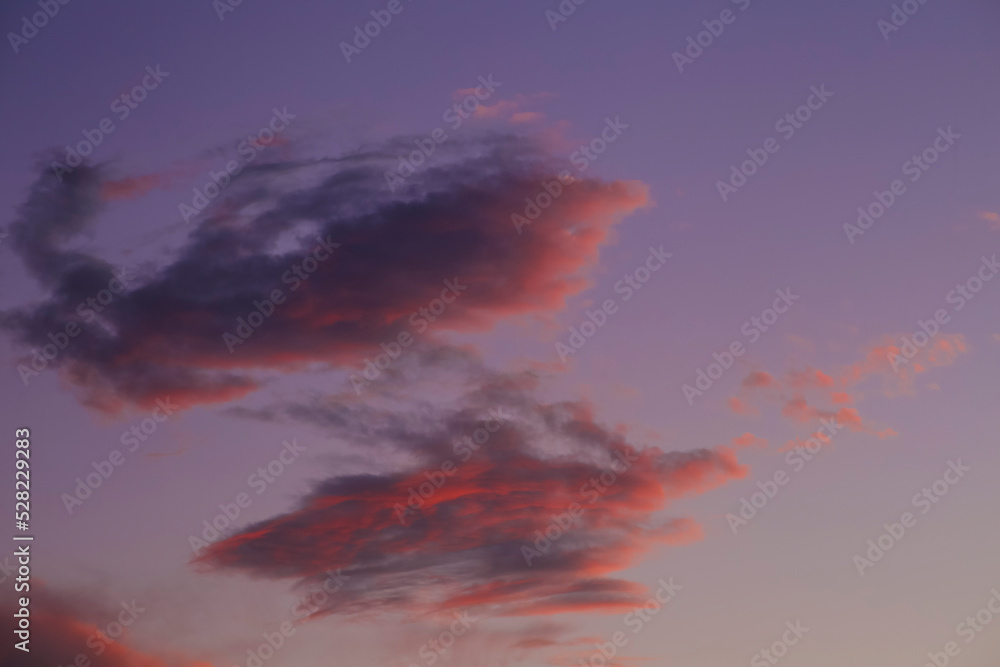 Pink Clouds and lovely sky at Sunset in Alicante