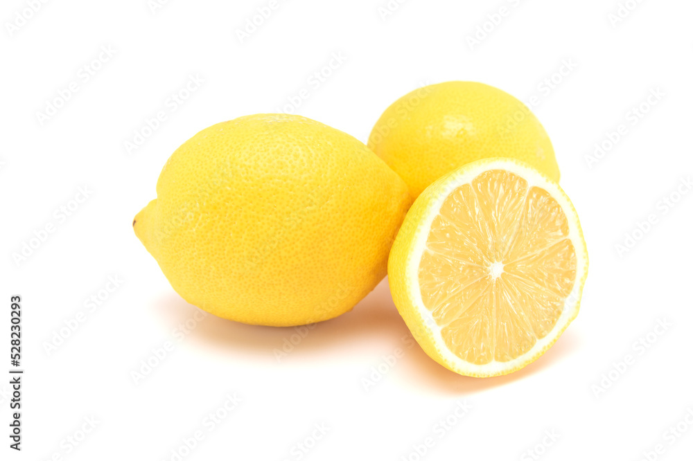 Close up fresh lemon isolated on white background. copy space. Close up fresh lemon isolated on white background. copy space.