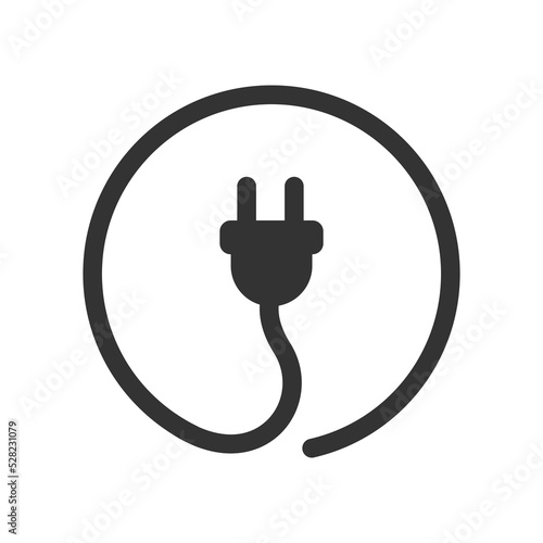 Plug-in, electrical icon Plug electric cable wire logo. Vector illustration.