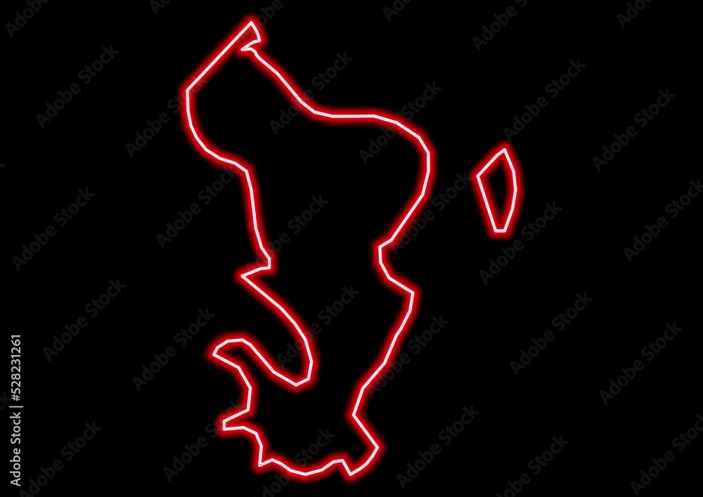 Red glowing neon map of Mayotte France on black background. Red glowing neon map of Mayotte France on black background.