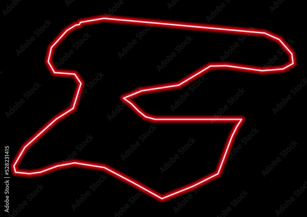 Red glowing neon map of Medway United Kingdom on black background. Red glowing neon map of Medway United Kingdom on black background.