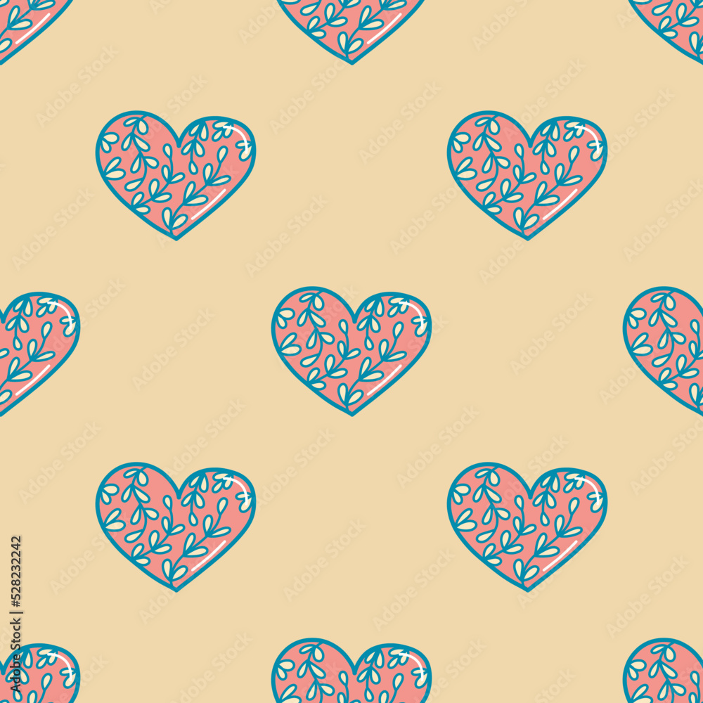 Vector pattern in the style of the 70s, groovy hearts, romance, Valentine's Day. Vector pattern in the style of the 70s, groovy hearts, romance, Valentine's Day.