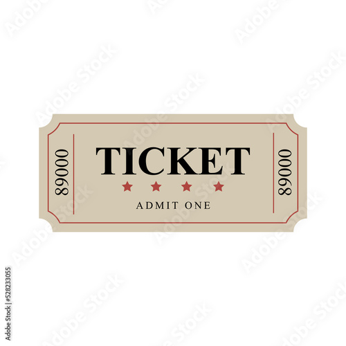 Vector ticket illustration. Retro ticket for cinemas, museums and others