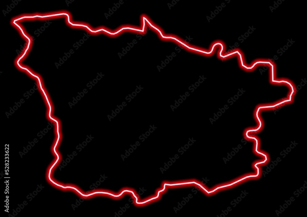 Red glowing neon map of Nièvre France on black background. Red glowing neon map of Nièvre France on black background.