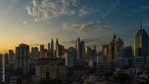 Panorama aerial view of Kuala Lumpur City Centre in the morning